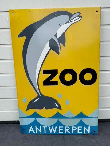 Emaille bord ZOO Antwerpen dolfijn 1969 beschikbaar voor biedingen