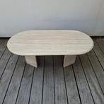 Vintage Italiaanse ovale salontafel van travertijn (2), Ophalen, Ovaal