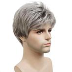 Mannen pruik kort haar in laagjes grijsmix kleur 48T, Verzenden, Nieuw
