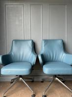 4 Vitra Grand Conference lederen swivel design stoelen zgan, Maison & Meubles, Chaises, Comme neuf, Quatre, Bleu, Cuir