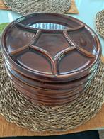 Borden voor fondu  kleur bruin 6st, Huis en Inrichting, Ophalen, Nieuw, Aardewerk, Bord(en)