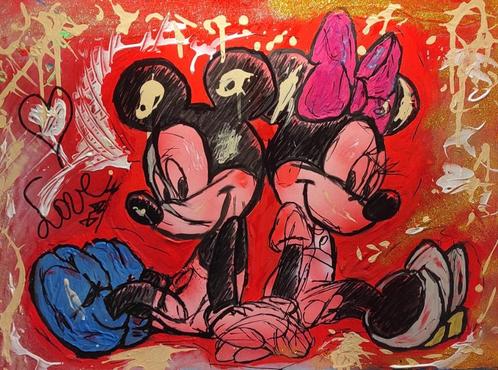 Schilderij Mickey & Minnie Mouse (Slechts 1 exemplaar), Verzamelen, Disney, Nieuw, Plaatje of Poster, Mickey Mouse, Ophalen of Verzenden