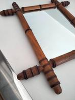 Brocante 1920s faux bamboe compact houten spiegel, Antiek en Kunst, Ophalen of Verzenden