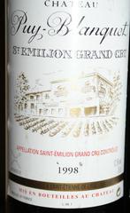 1 Bt. St-Emilion GC - Château Puy-Blanquet rouge 75cl 1998, Neuf, Enlèvement ou Envoi, Pleine, Vin rouge