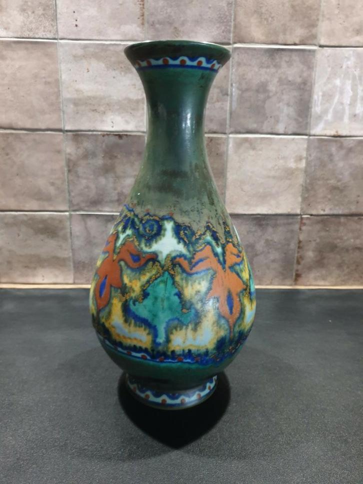 Plateelbakkerij Zuid-Holland - Decor Beek - Vaas - Keramiek, Antiek en Kunst, Antiek | Vazen, Ophalen of Verzenden