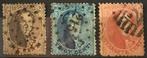 Nr. 14-16. 1863. Gest. Leopold I. Getand. OBP: 51,00 euro., Timbres & Monnaies, Timbres | Europe | Belgique, Avec timbre, Affranchi