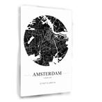 Plan de la ville d'Amsterdam en toile noir et blanc 60x90cm, 75 à 100 cm, Envoi, Création originale, 50 à 75 cm