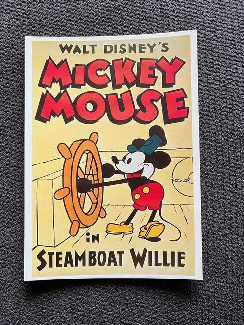 Postkaart Disney Mickey Mouse 'Steamboat Willie', Verzamelen, Disney, Zo goed als nieuw, Plaatje of Poster, Mickey Mouse, Verzenden