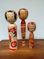 Lot de 3 kokeshi vintage, Antiquités & Art, Art | Sculptures & Bois, Enlèvement ou Envoi