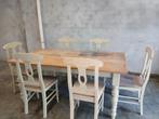 Landelijke stijl tafel + 8 stoelen, Teakhout, Ophalen