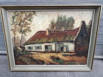 Huile sur panneau maison signe josine breman beschikbaar voor biedingen