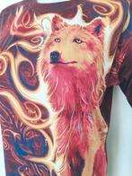​T-shirt Graphique Loup de Feu Style Fantastique & Artistiqu, Enlèvement ou Envoi, Rouge
