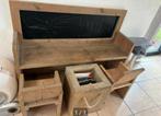 Kinderbureau met krijtbord, 2 stoelen en bak, Kinderen en Baby's, Ophalen, Zo goed als nieuw, Stoel(en)