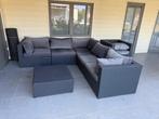 Lounge zwart riet met grijze kussens, Ophalen, Gebruikt, Loungeset, Bank