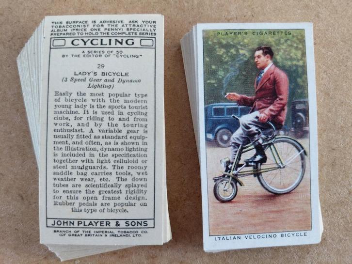 Cycling complete set 50 vintage chromos fietsen 1939, Verzamelen, Foto's en Prenten, Prent, Overige onderwerpen, Voor 1940, Ophalen of Verzenden