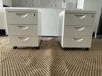 2 caissons à tiroirs blancs sur roulettes, Enlèvement, Utilisé