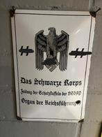 emaillebord das schwarze korps 1935, Collections, Marques & Objets publicitaires, Enlèvement ou Envoi, Utilisé, Panneau publicitaire
