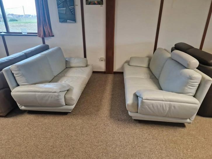 BUFFELLEDEREN SALON 3 EN 2 ZIT, Maison & Meubles, Canapés | Sofas & Chaises Longues, Utilisé, Cuir, Enlèvement