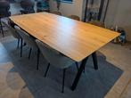 Houten moderne eettafel met zes luxe eetkamerstoelen, Huis en Inrichting, Tafels | Eettafels, Ophalen, 100 tot 150 cm, Nieuw, Vijf personen of meer