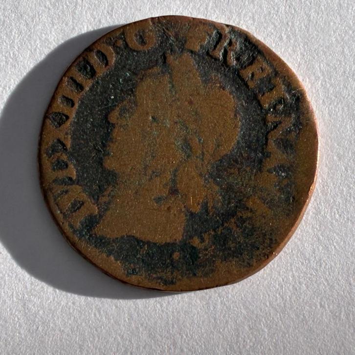 OUDE MUNT - LOUIS XIII - DOUBLE TOURNOIS - 1642, Postzegels en Munten, Munten | Europa | Niet-Euromunten, Losse munt, Frankrijk