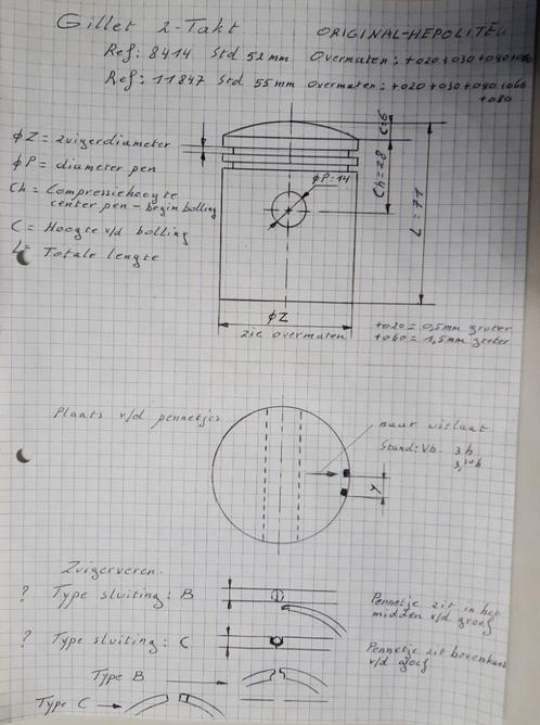 Piston original "Hepolite"  pour Gillet 2-Temps 125 en 150cc, Motoren, Onderdelen | Oldtimers, Nieuw, Ophalen of Verzenden