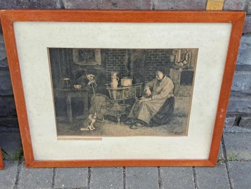 2 eau forte signe Charles Bernier, Antiek en Kunst, Kunst | Litho's en Zeefdrukken, Ophalen of Verzenden