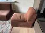 2 een zitjes in bruin velvet, Ophalen, Gebruikt, Stof