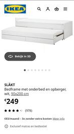 Wit Bedframe met Onderbed & Opbergruimte - 90x200, Huis en Inrichting, Slaapkamer | Bedden, 90 cm, Eenpersoons, Ophalen of Verzenden