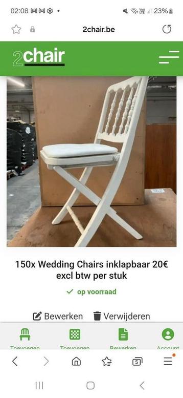 100x inklapbare stoelen voor feestzaal lot partij 2Chair  disponible aux enchères