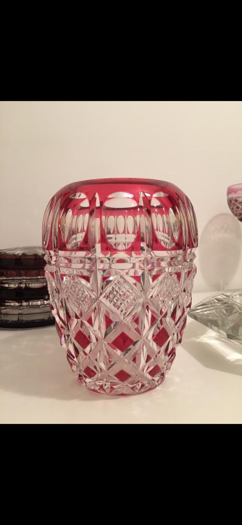Vase en cristal rouge Aberdeen 1956 VAL SAINT LAMBERT, Antiek en Kunst, Antiek | Vazen, Ophalen
