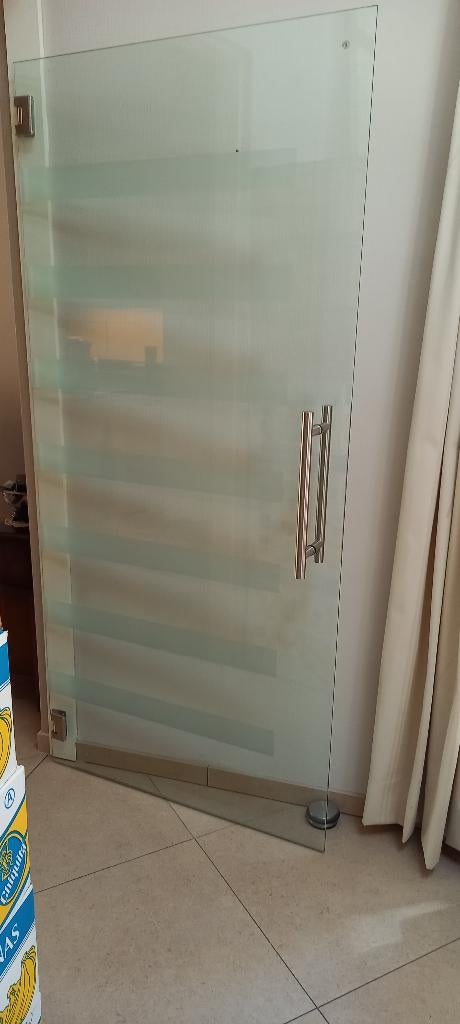 Glazen binnendeur, Doe-het-zelf en Bouw, Deuren en Vliegenramen, Gebruikt, Binnendeur, 200 tot 215 cm, 80 tot 100 cm, Glas, Ophalen