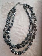 Collier fantaisie en petites pierres noires et grises, Ophalen of Verzenden