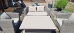 Tuinloungeset rieten 2p + 1p + 1p + tafel + kleine tafel, Ophalen, Gebruikt