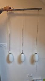 Moderne luster met 3 hanglampen, Ophalen, 75 cm of meer, Modern, Glas
