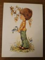 prent kind 60 tig jaren op houten blok, Ophalen of Verzenden, Zo goed als nieuw