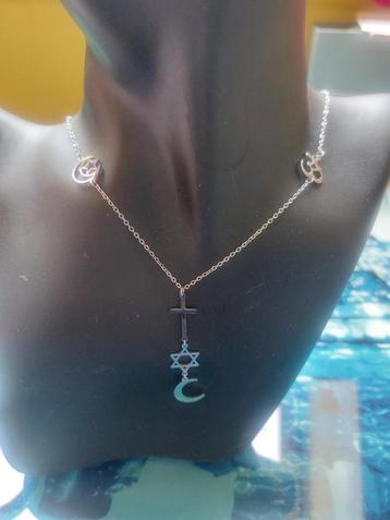 Collier acier symbole religieux, Neuf, Enlèvement, Autres matériaux, Avec pendentif