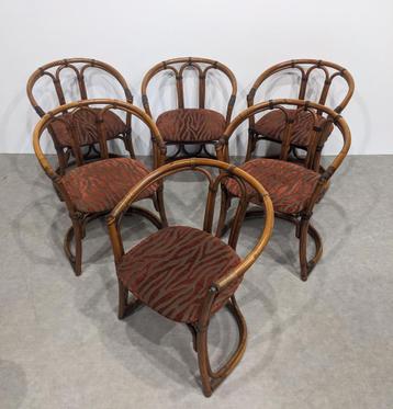    Set van 6 vintage stoelen van bamboe beschikbaar voor biedingen