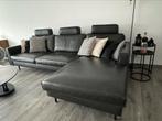 Zwarte/carbonkleurige  loungezetel als nieuw, Huis en Inrichting, 150 cm of meer, 250 tot 300 cm, Leer, Vierpersoons of meer