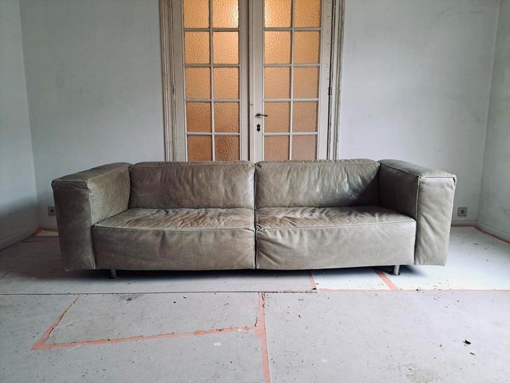 Siège en cuir vintage, Maison & Meubles, Canapés | Salons, Utilisé, Banc droit, Trois personnes, 200 à 250 cm, 75 à 100 cm, Cuir