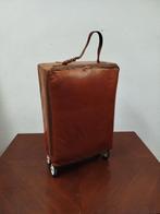 Vintage lederen plooibare koffer, Handtassen en Accessoires, Tassen | Reistassen en Weekendtassen, Wieltjes, 40 tot 60 cm, 30 cm of meer