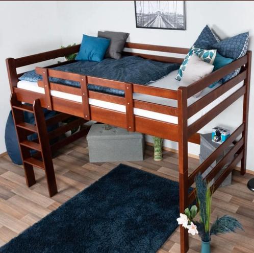 Hoogslaper Massief Beukenhout Bed, Huis en Inrichting, Slaapkamer | Bedden, 200 cm, Ophalen