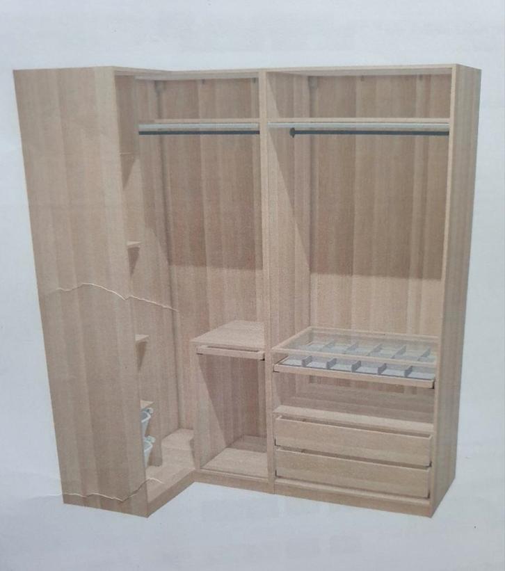 L-vormige kledingkast (Pax - Ikea), Huis en Inrichting, Kasten | Kleerkasten, Zo goed als nieuw, Eikenhout, Glas, Ophalen