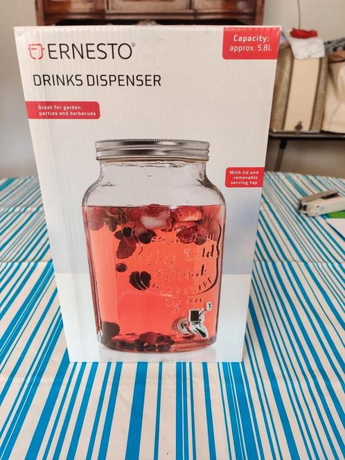 Glazen drankdispenser met tap. 5.8L, Verzamelen, Glas en Drinkglazen, Zo goed als nieuw, Ophalen