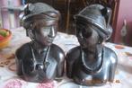 Bustes en bois d'un couple Africain, Antiquités & Art, Enlèvement