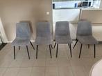 4 stoelen grijs met zwart, Huis en Inrichting, Stoelen, Ophalen, Grijs, Stof