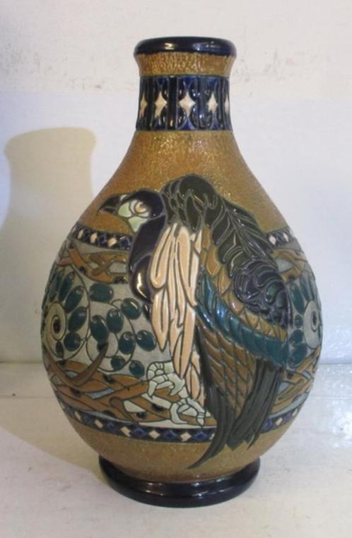zeldzame art deco Amphora vaas met gier  groot model, Antiek en Kunst, Antiek | Keramiek en Aardewerk, Verzenden
