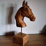 Tête de cheval en bois sur socle en bois, Antiquités & Art, Enlèvement ou Envoi