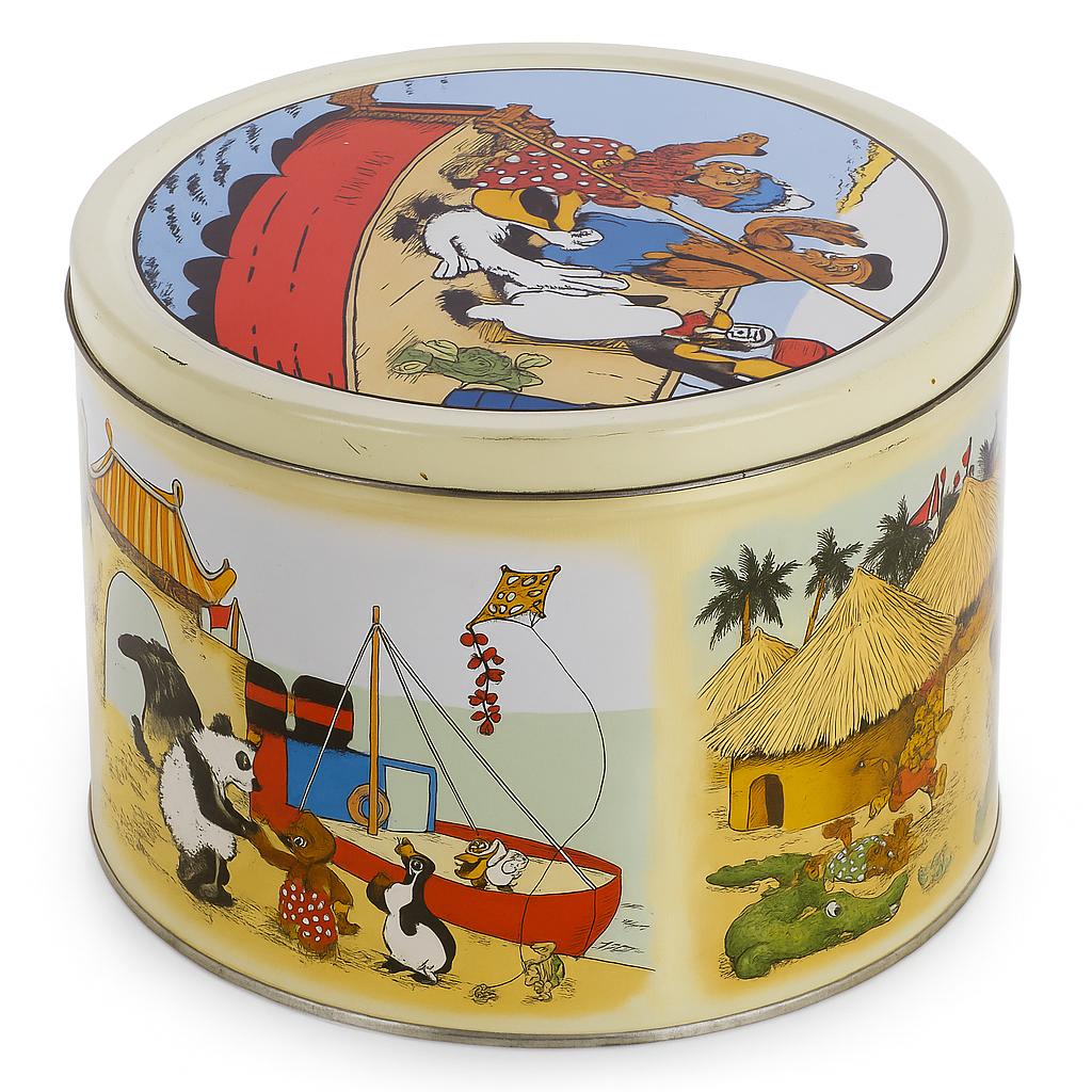 Vintage metalen doos van Petzi uit de jaren 70., Verzamelen, Blikken, Zo goed als nieuw, Koek(jes), Overige merken, Ophalen