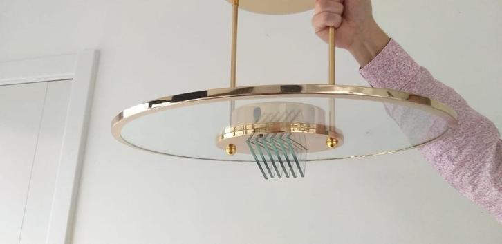 Moderne, trendy luster, Huis en Inrichting, Lampen | Hanglampen, Gebruikt, 50 tot 75 cm, Glas, Metaal, Ophalen