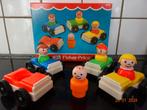 fisher price, set 4 autootjes met 4 popjes*VOLLEDIG*VINTAGE, Enlèvement ou Envoi